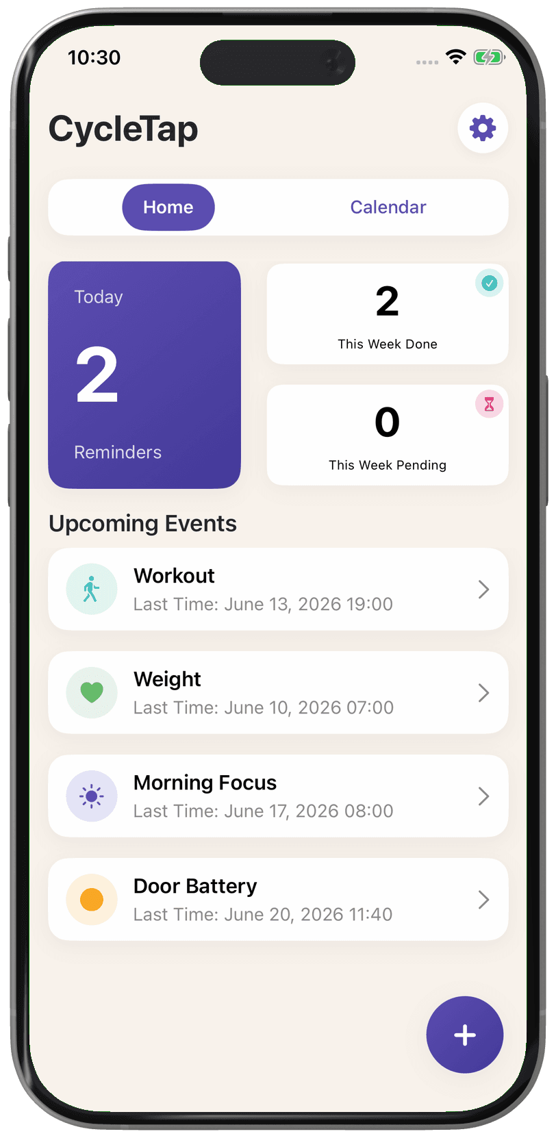 CycleTap app preview